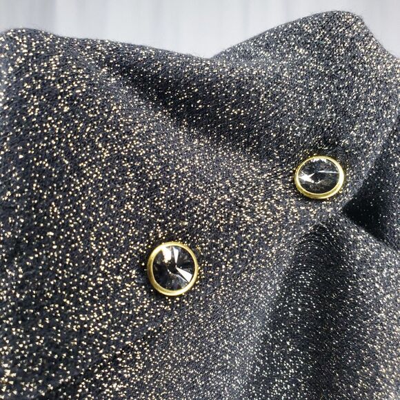 Luxe Carmen Short Sleeve Cardigan Women 3X Button Gold Sparkle Glam - Picture 3 of 10